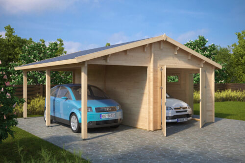 Holzgarage G (Kombi-Modell Garage mit Carport)
