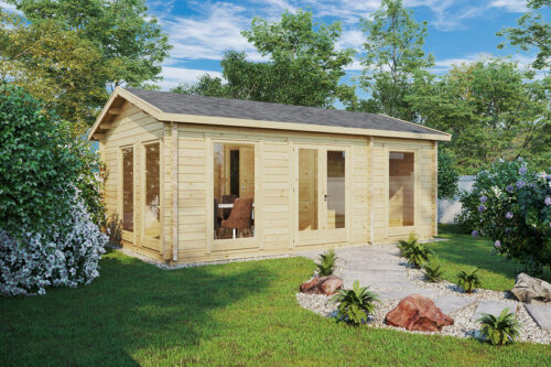 Wooden Lodge with Bathroom Sweden C 22m2 / 6 x 4 m / 70mm