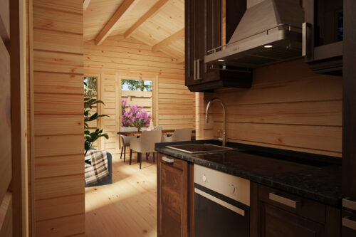 Wooden Lodge with Bathroom Sweden C 22m2 / 6 x 4 m / 70mm