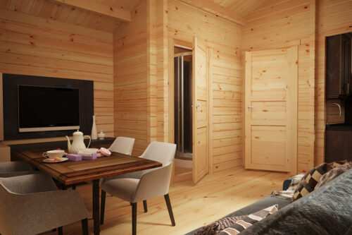 Wooden Lodge with Bathroom Sweden C 22m2 / 6 x 4 m / 70mm