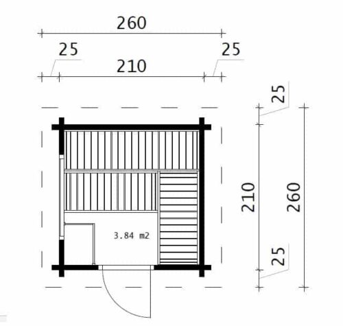 Außen-Sauna "Sauna 3" / 70mm / 2x2m