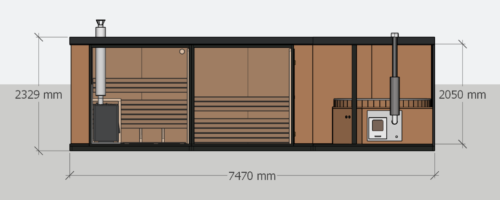 SAUNA_CUBE_ABC_Exterierova Sauna_Rozmery