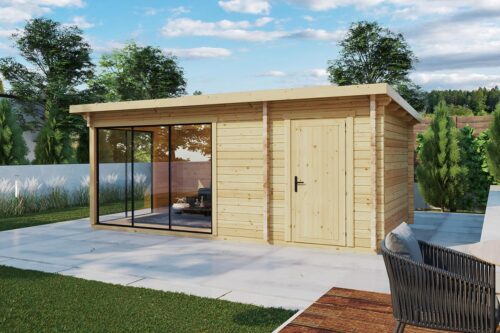 Pent roof modern summer house with side shed "Arnold" | G0391