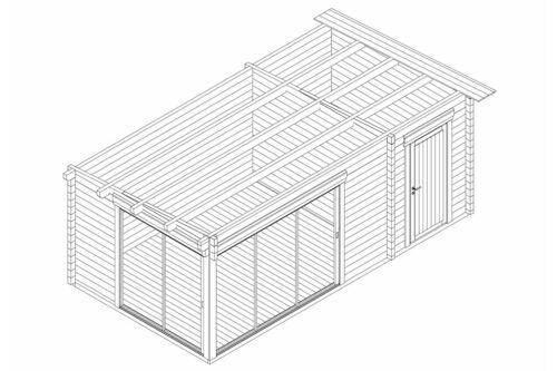 Pent roof modern summer house with side shed "Arnold" - 2D | G03